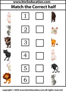 Match the Correct half animal Worksheet 2