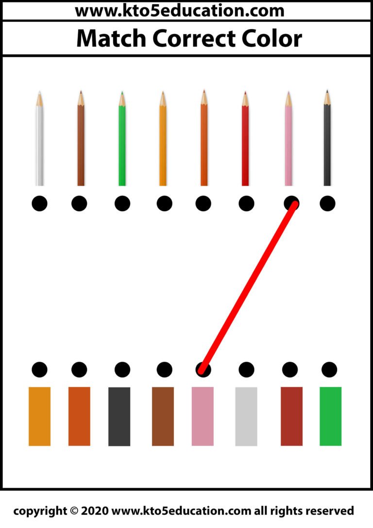 Match The Correct color of Pencil Worksheet 2