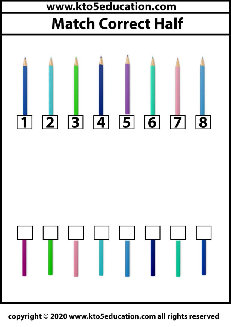 Match The Correct Half of the Pencil Worksheet 3