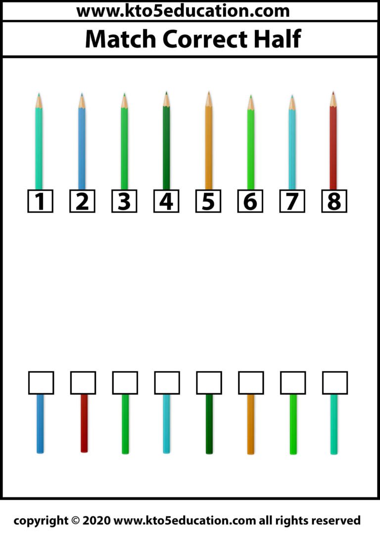 Match The Correct Half of the Pencil Worksheet 4