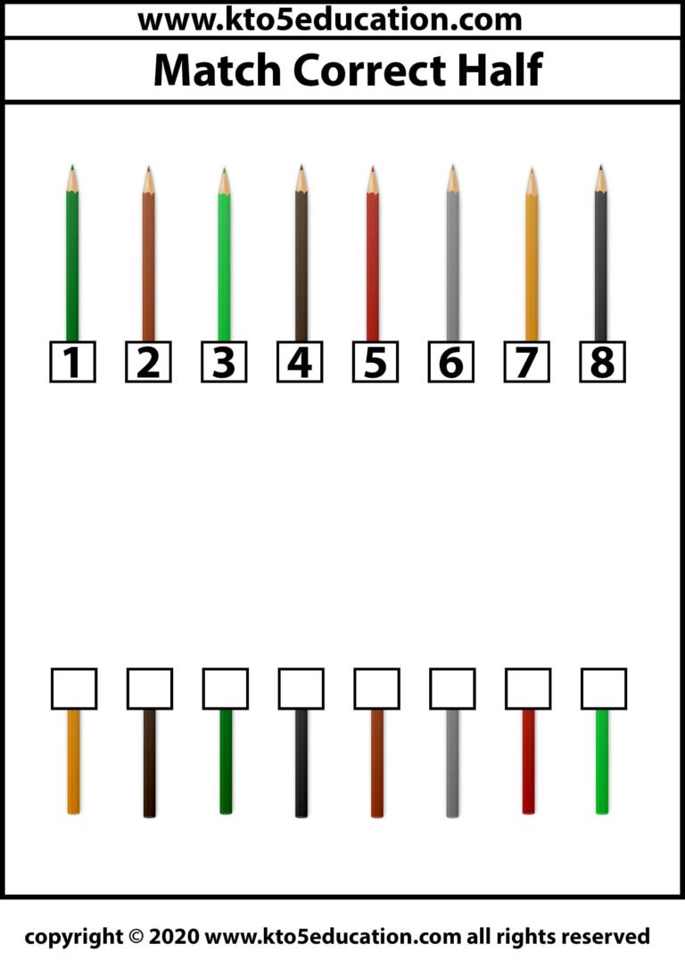 Match The Correct Half of the Pencil Worksheet 5