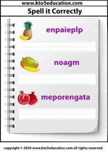 Spell it Correctly Fruit Worksheet Template 4