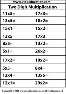 Two Digit Multiplication Worksheet 4