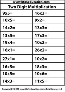 Two Digit Multiplication Worksheet 5