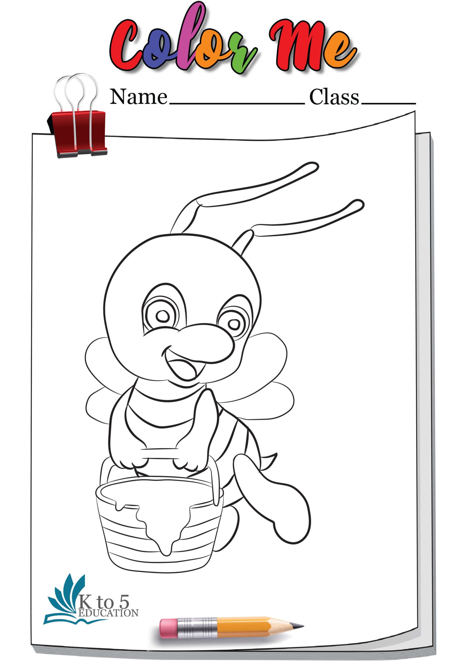 Bee Carrying honey coloring page worksheet