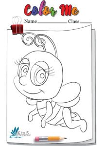 Happy flying bee coloring book worksheet 1