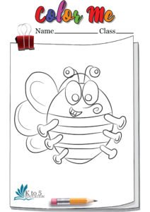 Happy laughing bee coloring page worksheet