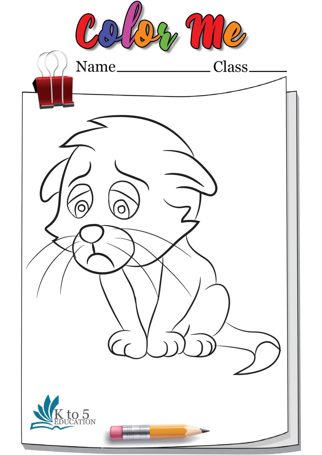 Sad kitty Cat coloring page worksheet - Kto5Education