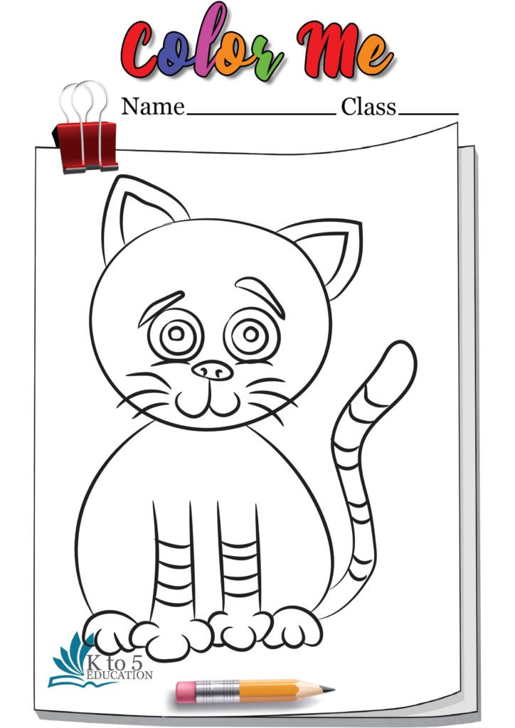 Cute Cat coloring page worksheet - Free Printables