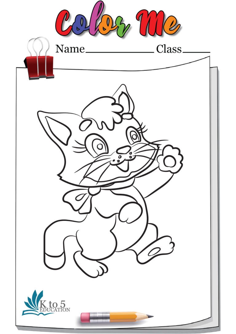 Happy Smiling Cat coloring page Worksheet