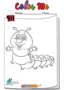 Happy laughing Caterpillar coloring page worksheet