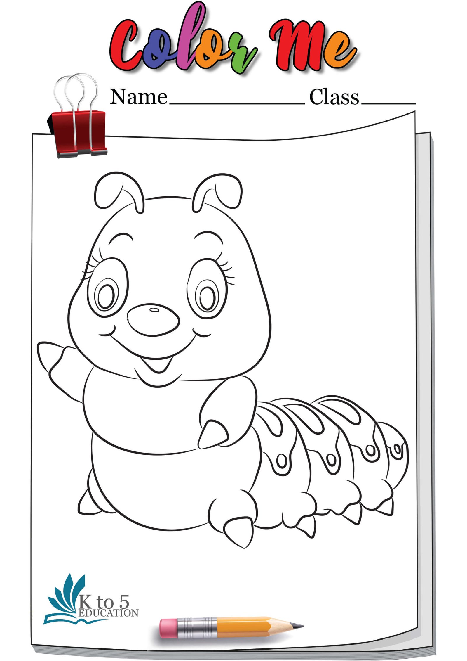 Smiling Caterpillar coloring page worksheet