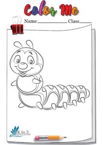 Caterpillar with big smile coloring page worksheet
