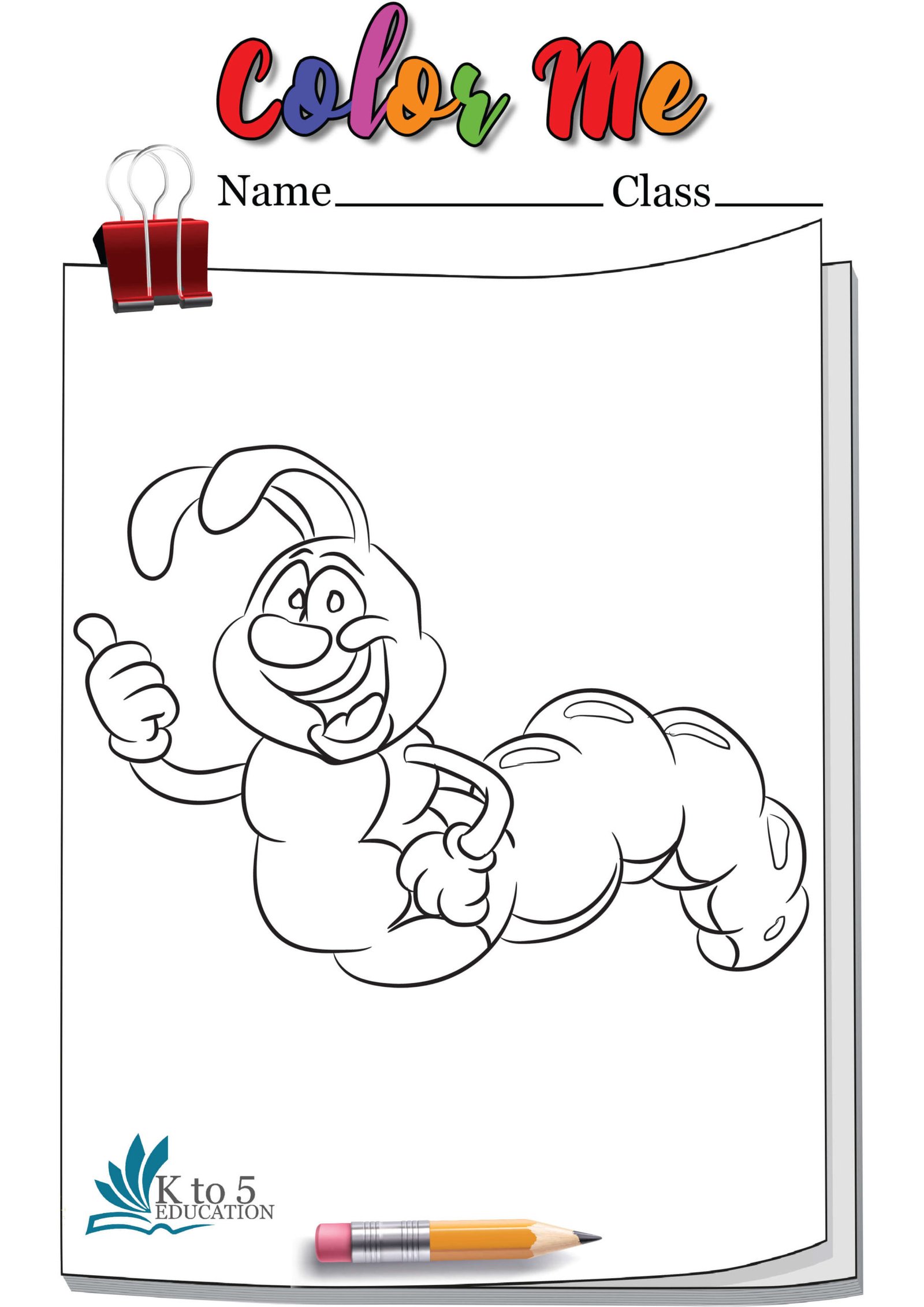 Caterpillar showing Thumbs up Coloring Page