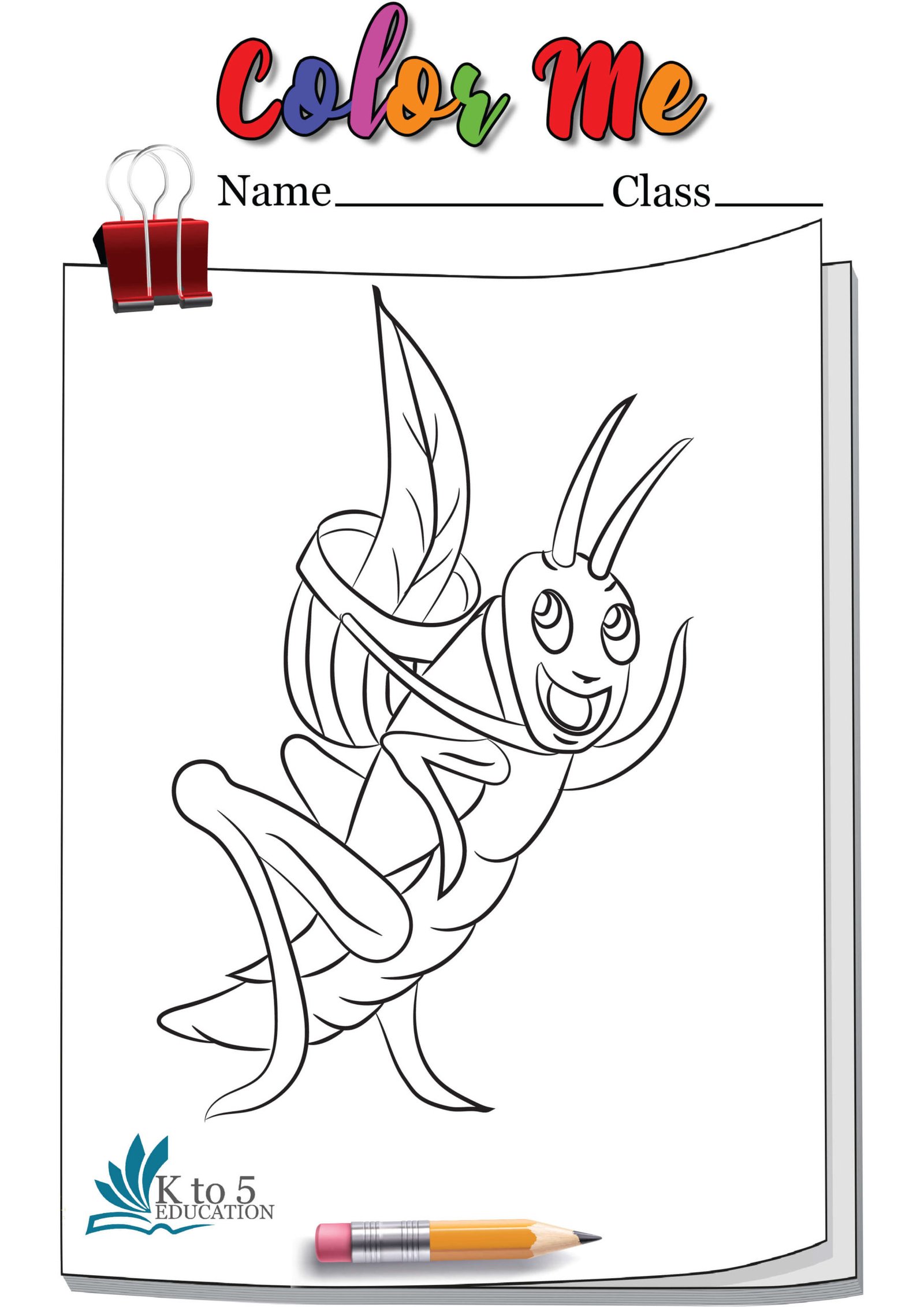 Leaf collecting Caterpillar coloring page worksheet