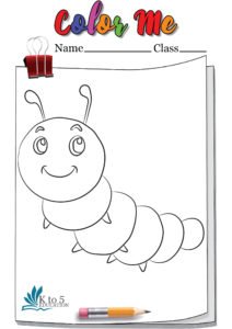 Smiling cute Caterpillar Coloring Page worksheet