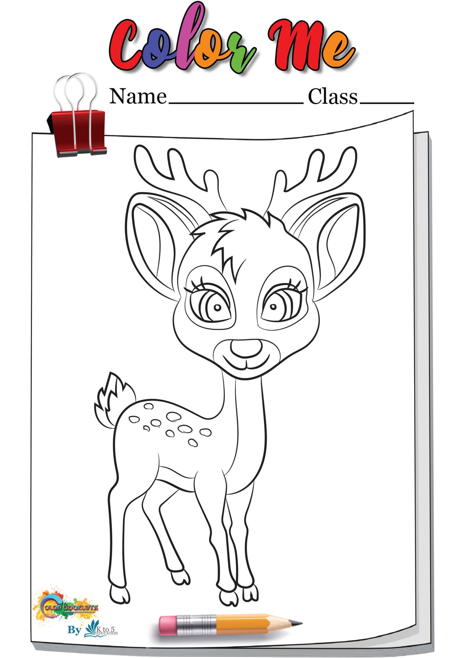 Simple Deer coloring page Worksheet Template