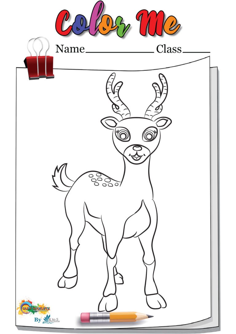 Deer watching coloring page worksheet