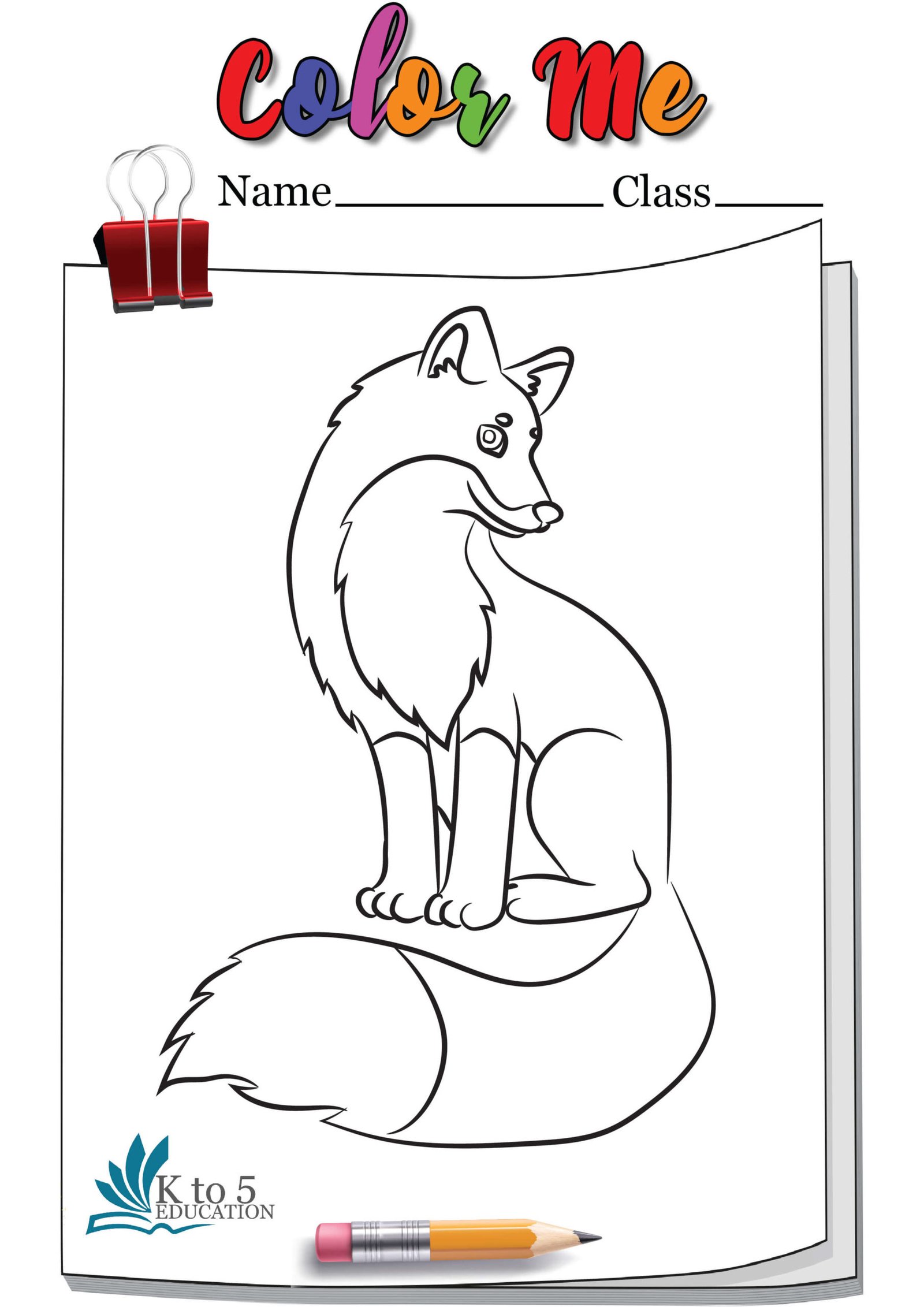 Beautiful Fox coloring page worksheet
