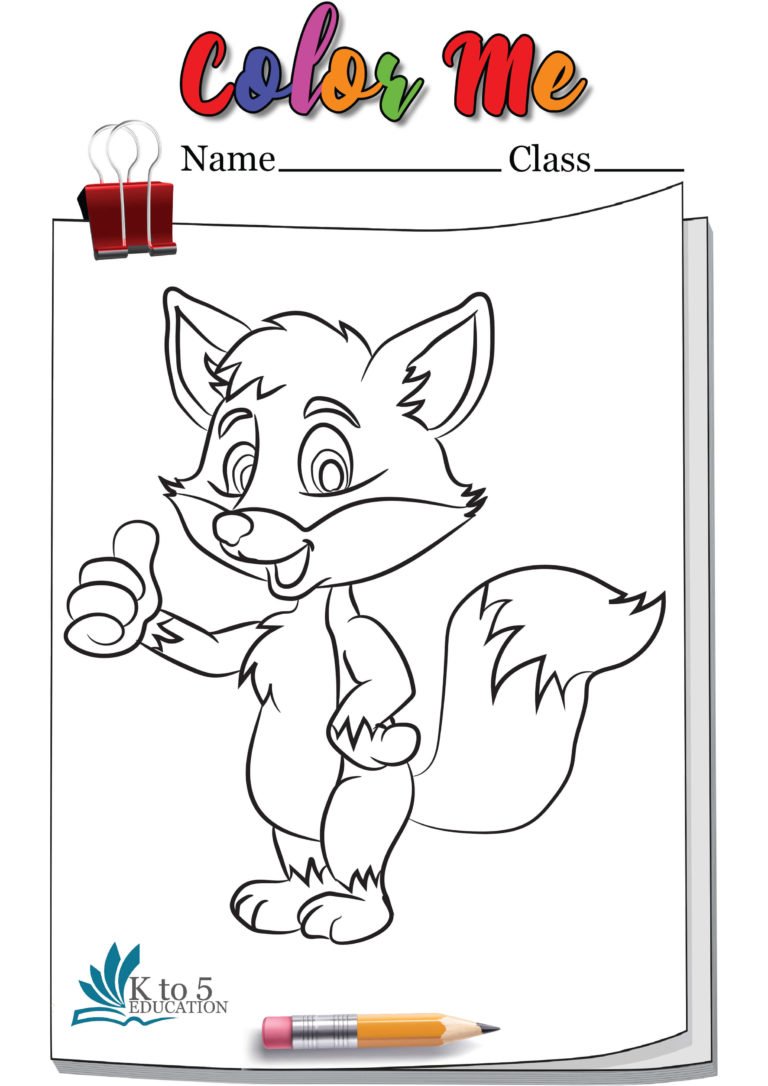 Fox Showing thumbs up coloring page worksheet