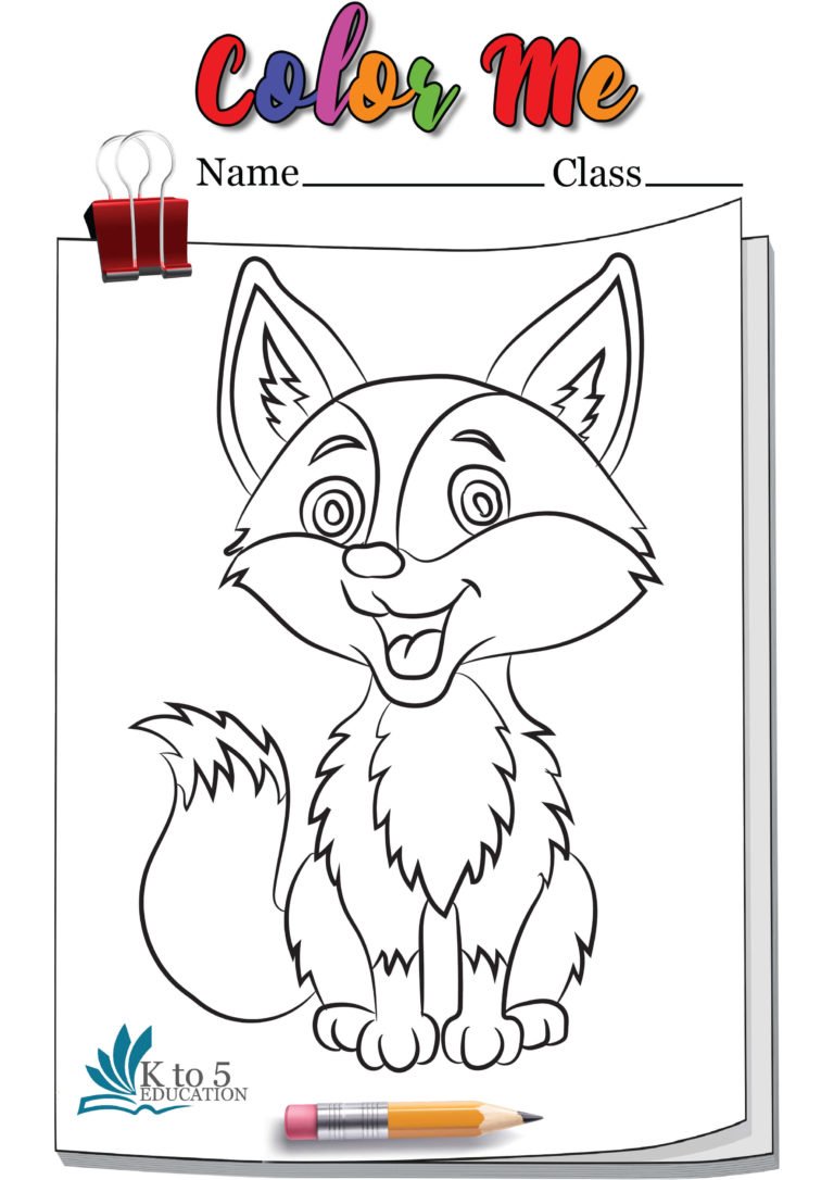Smiling Fox coloring page worksheet