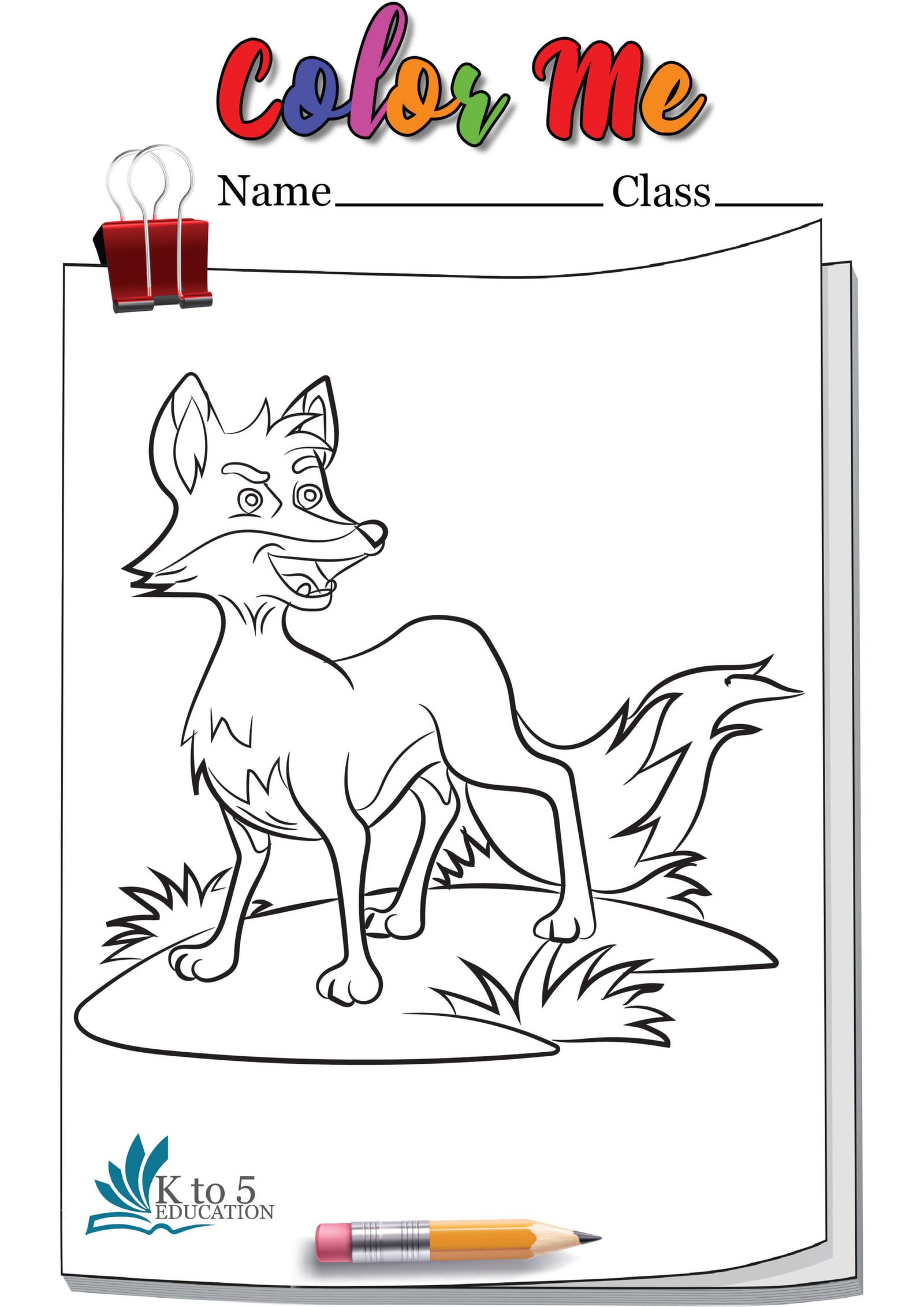 Fox Ready to play coloring page worksheet