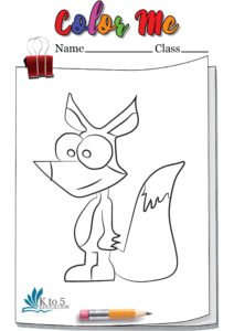 Thinking fox coloring page worksheet