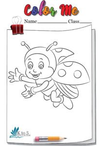 Happy Smiling Ladybug coloring page worksheet