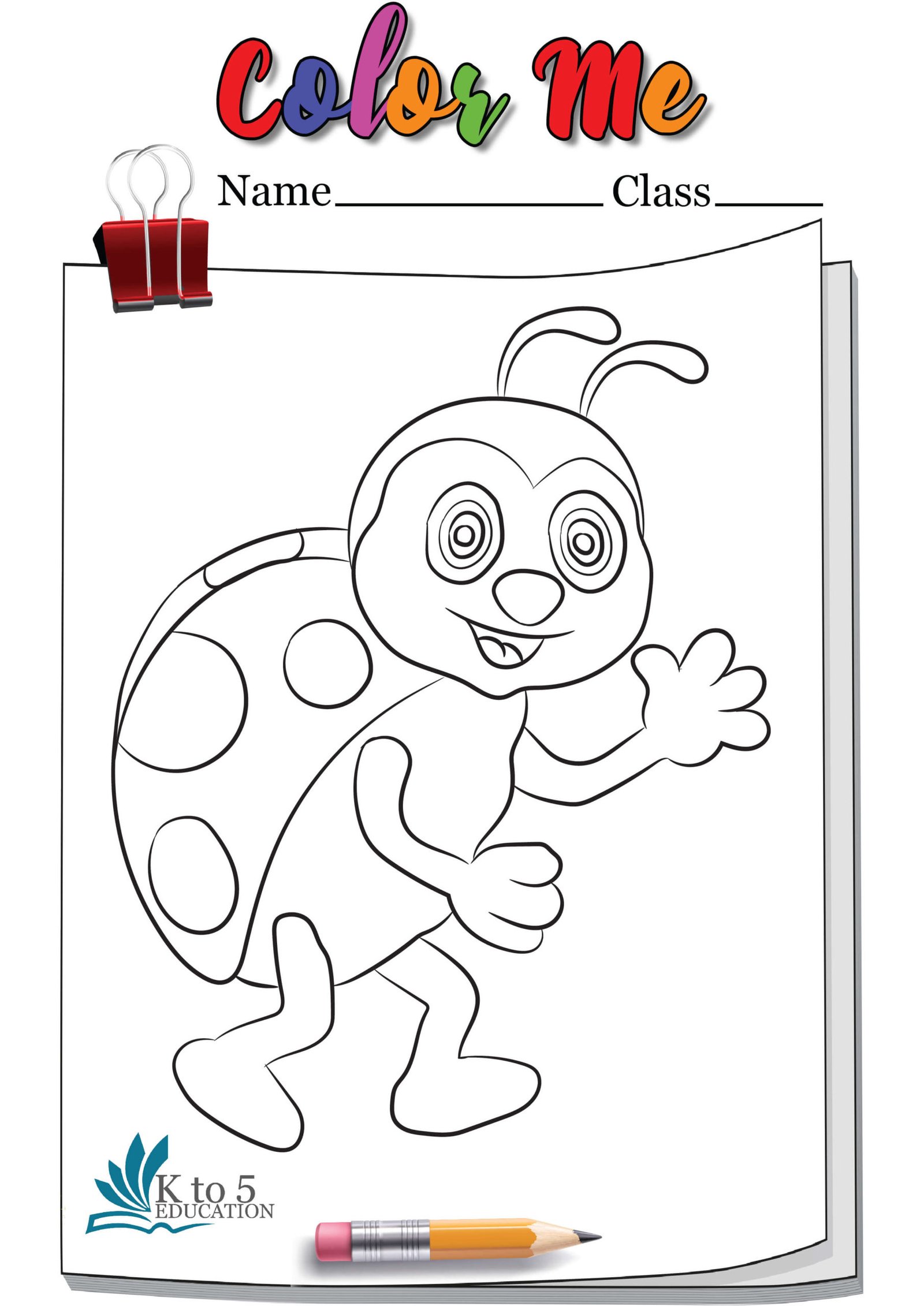 Walking Ladybug coloring page worksheet