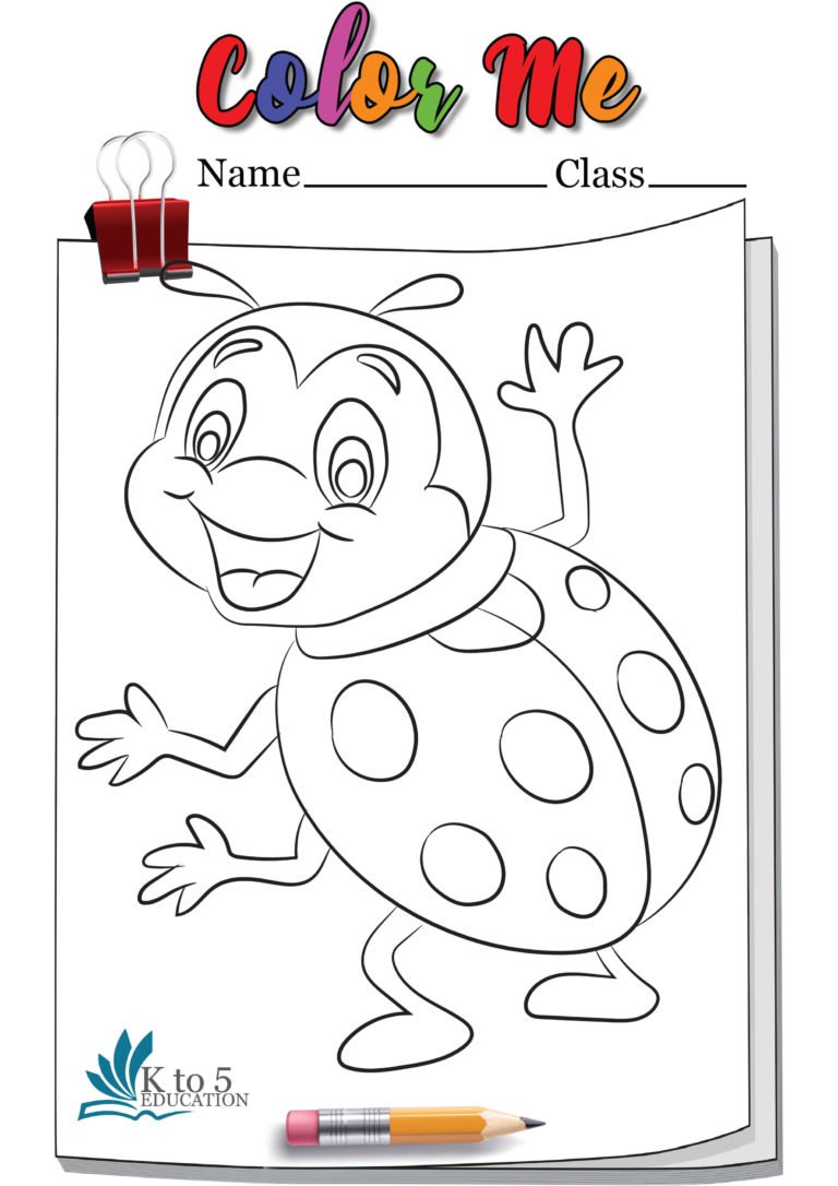 Cheerful Ladybug coloring page worksheet