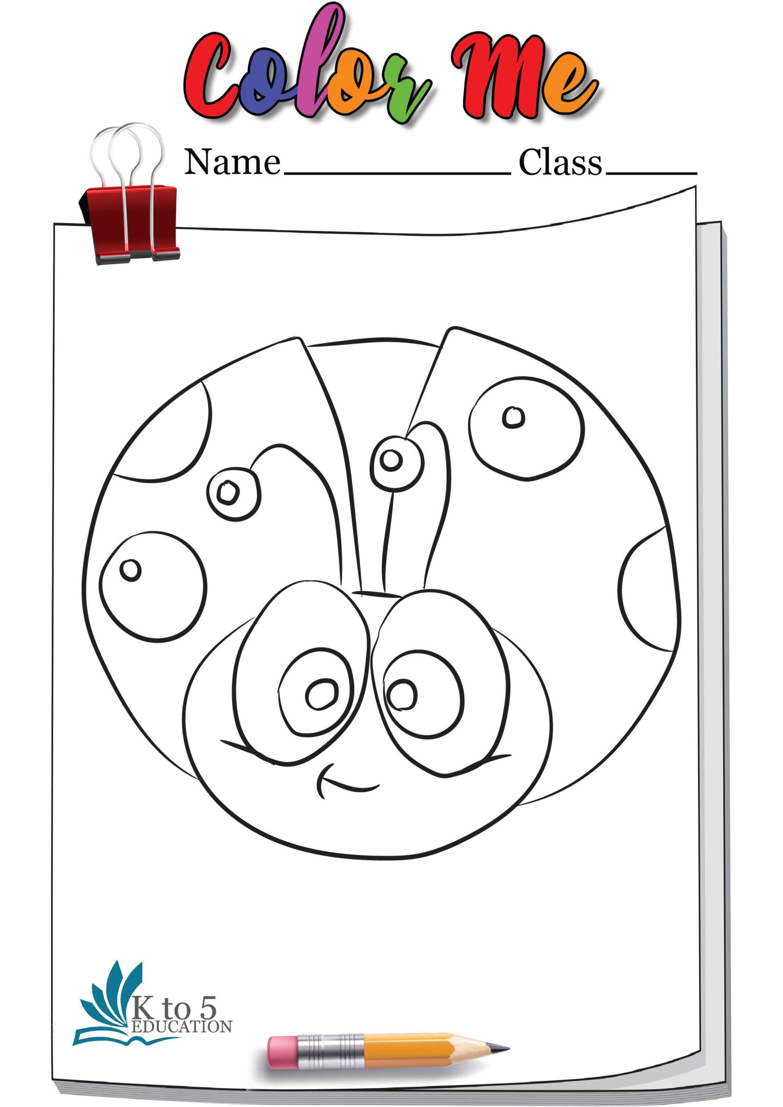 Front view Ladybug coloring page worksheet