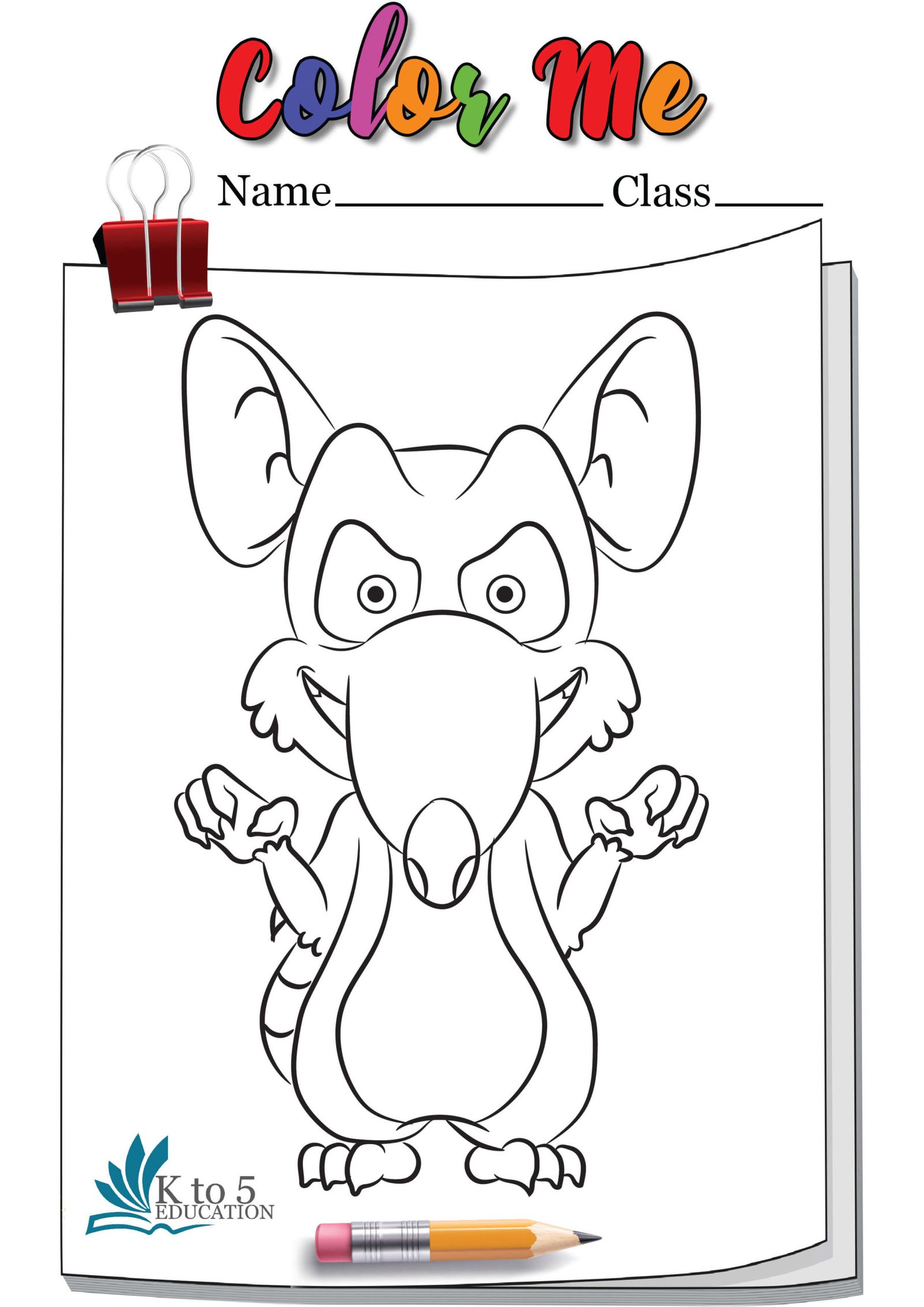 Happy Rat coloring page worksheet