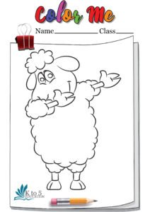 Smiling Sheep Showing way coloring page worksheet
