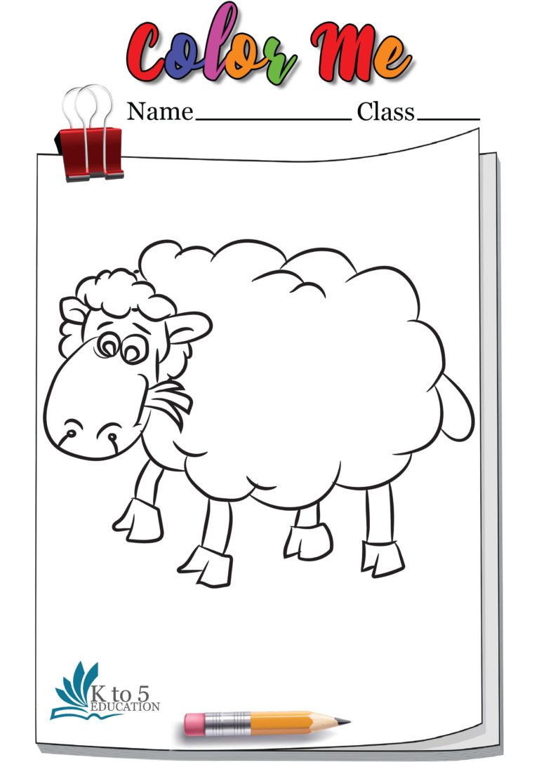 Sheep chewing Grass coloring page worksheet