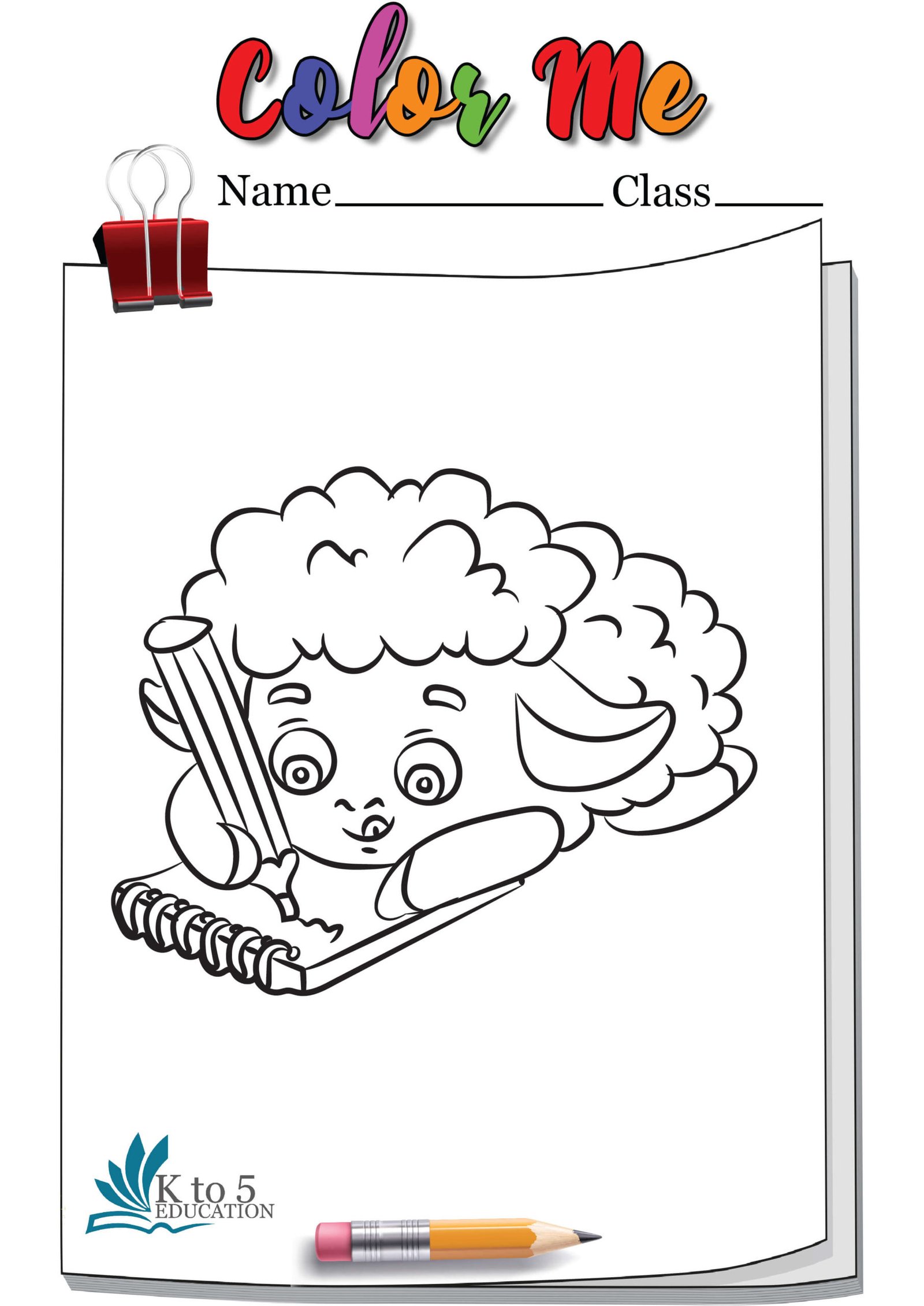 Sheep Writing On pad coloring page worksheet