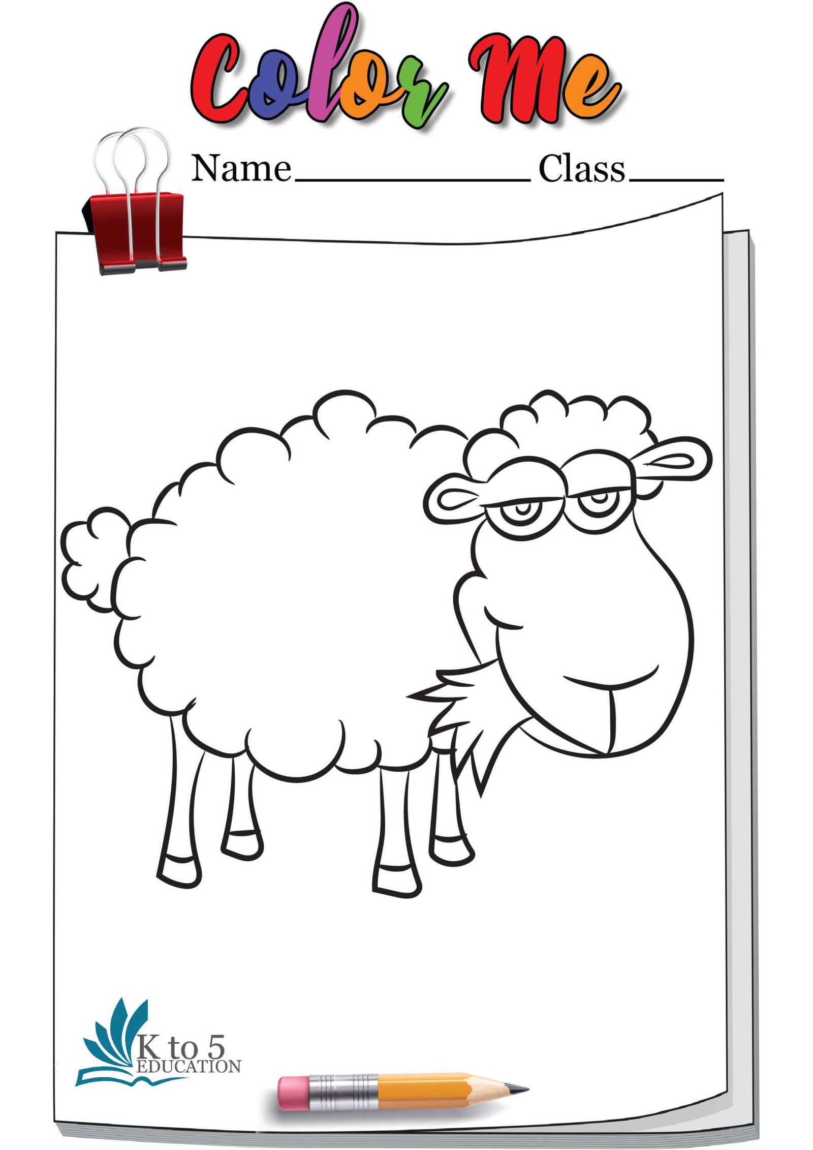 Sheep Eating Grass Coloring Page Worksheet