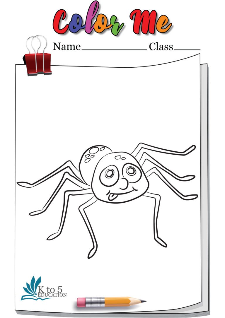 Smiling Spider Coloring Page Worksheet