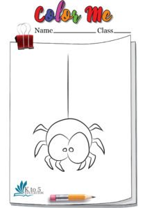 Spider Hanging on web coloring page worksheet