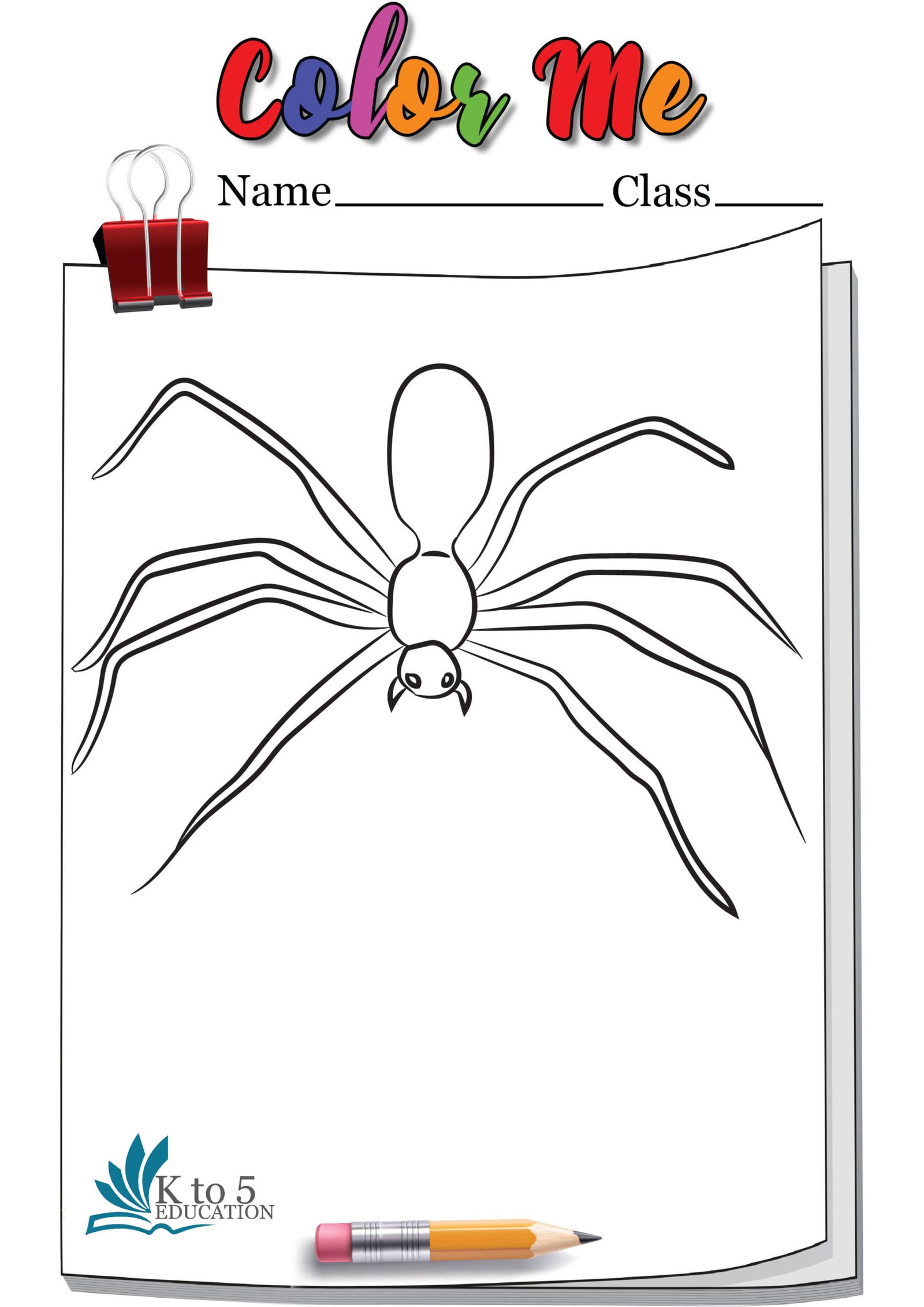 Spider Ready to jump coloring page worksheet