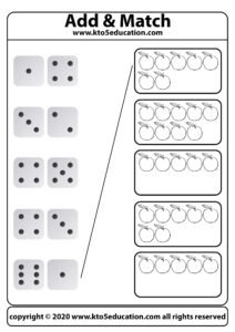 Add & Match Dice Addition – Apple – Add and Match – One Worksheet