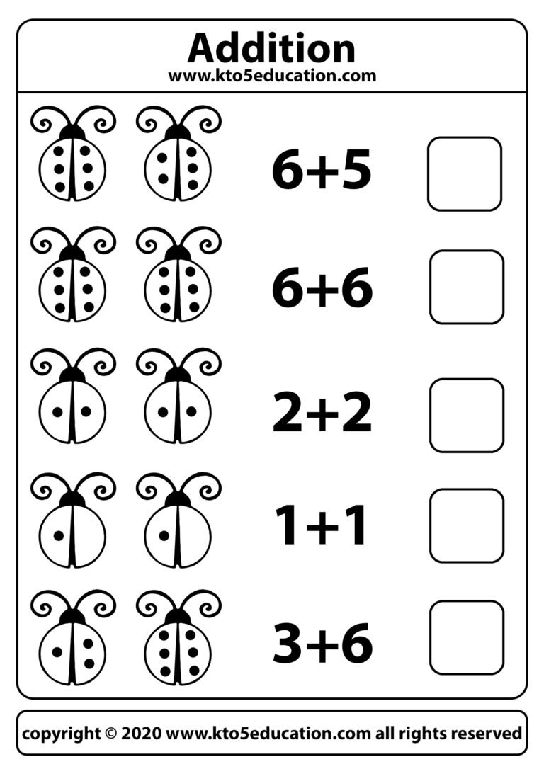 Bug Addition Worksheet