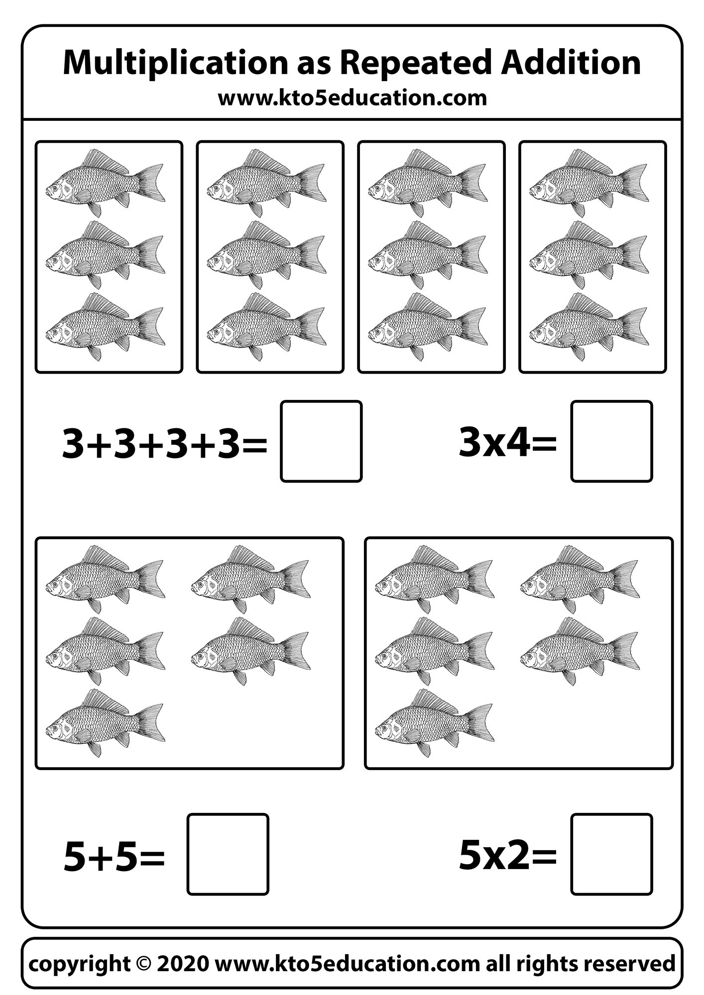 Multipilication By Repeated Addition Worksheet
