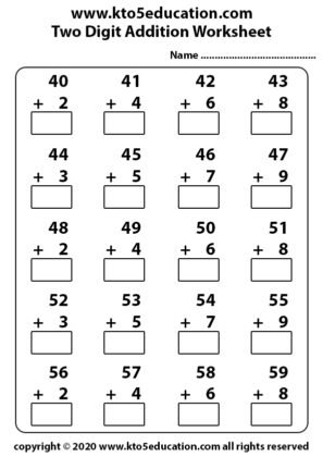 Two Digit Addition Worksheet