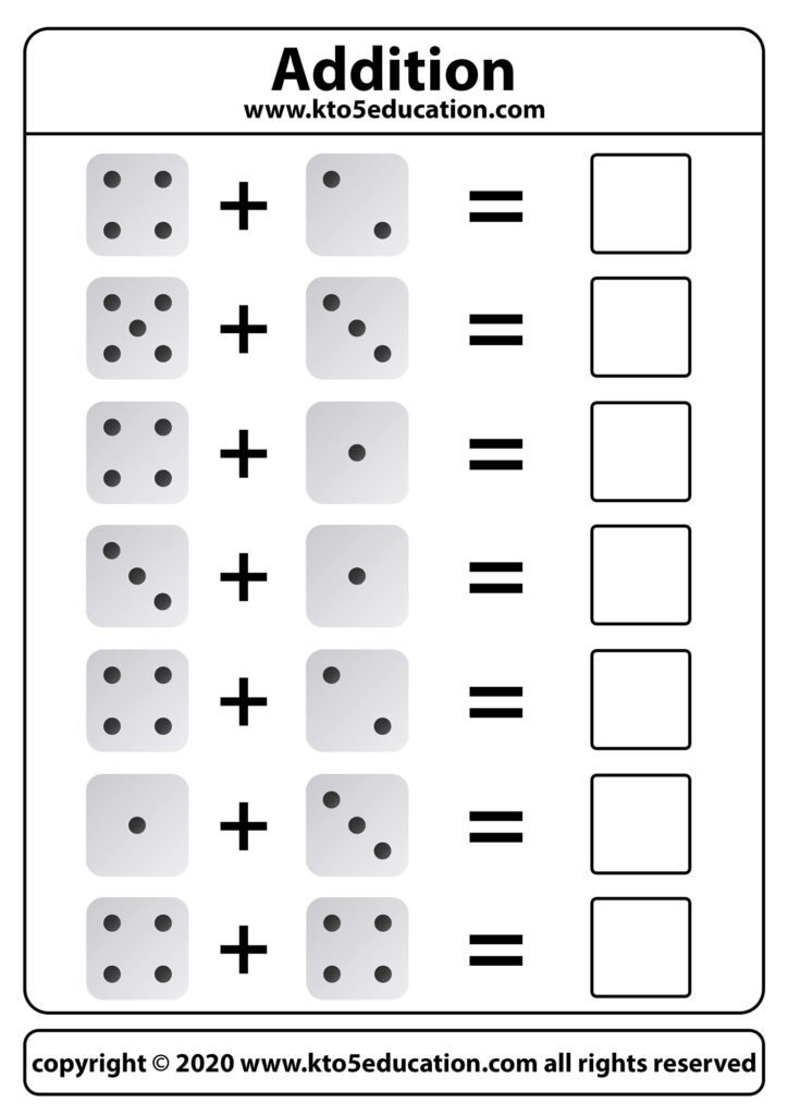 Dice Addition Worksheet