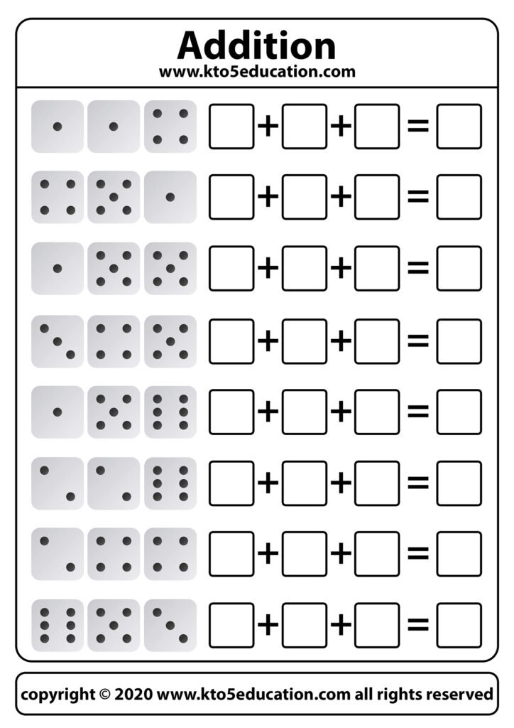 Dice Addition Worksheet