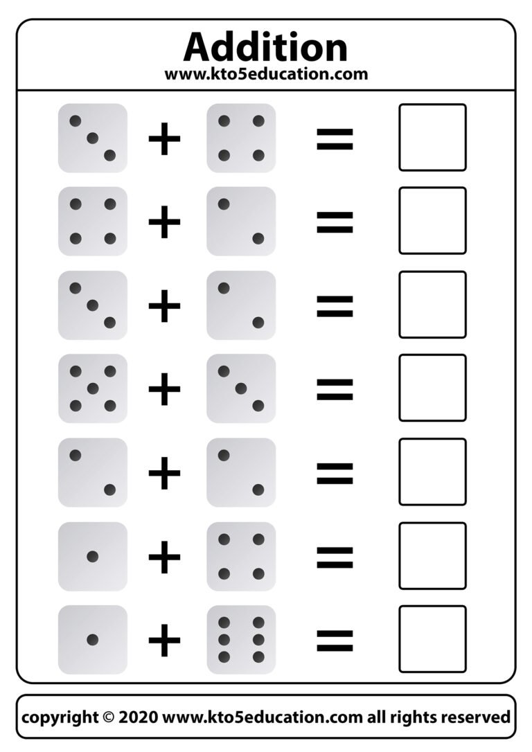 Dice Addition Worksheet