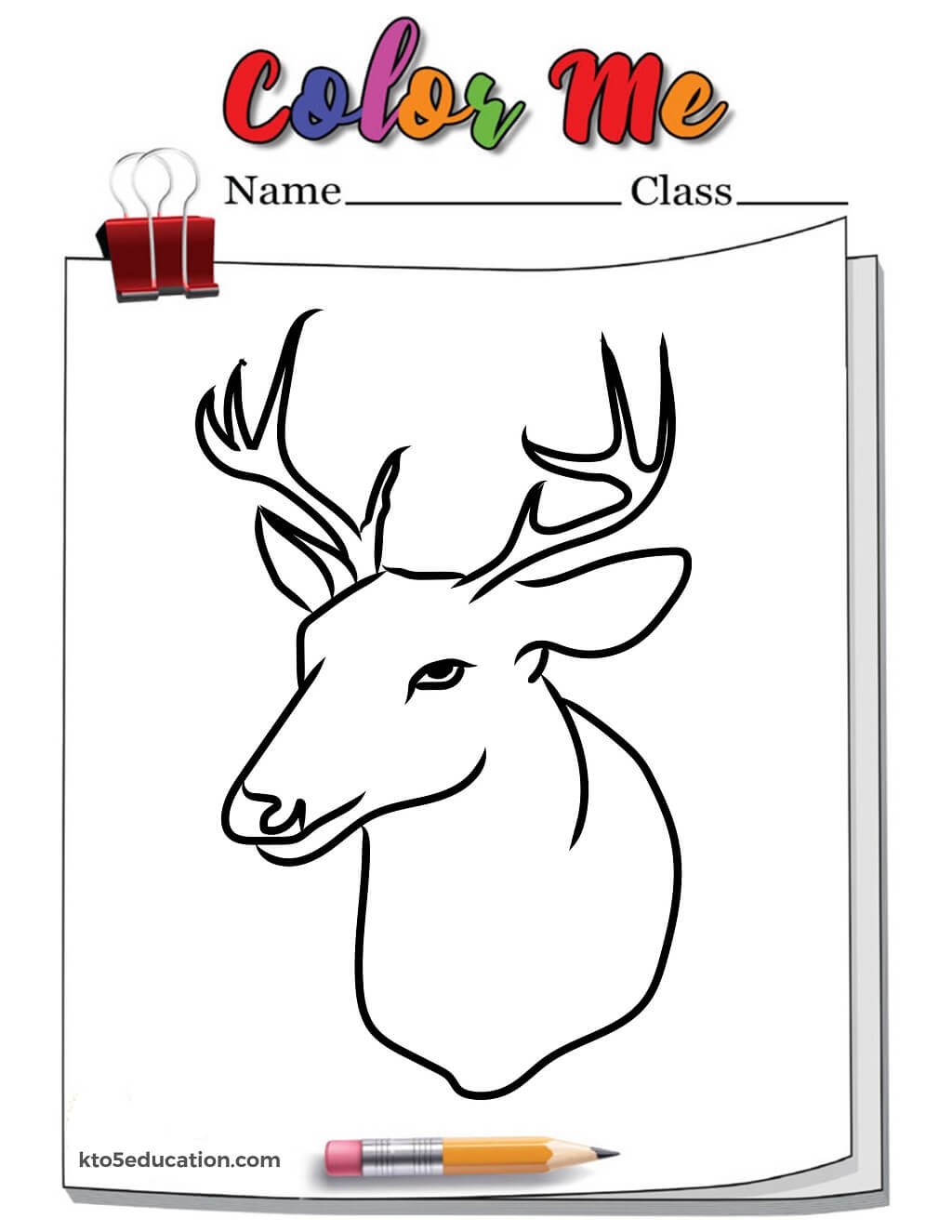 Head Of Deer Coloring Page