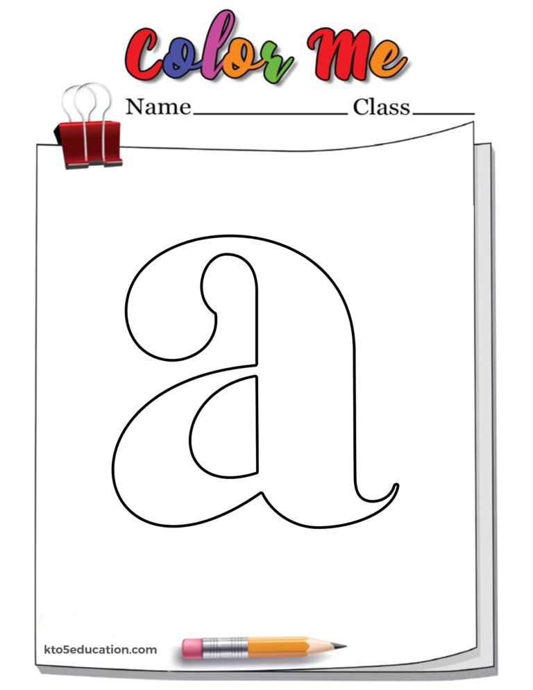 Lower Case Latter A Outline Worksheet