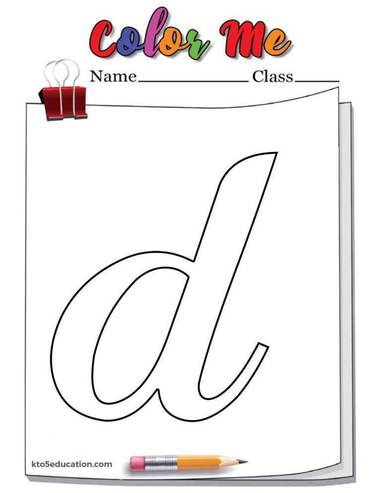 Lower Case Latter D Outline Worksheet