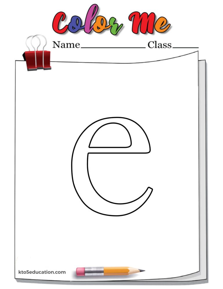 Lower Case Latter E Outline Worksheet